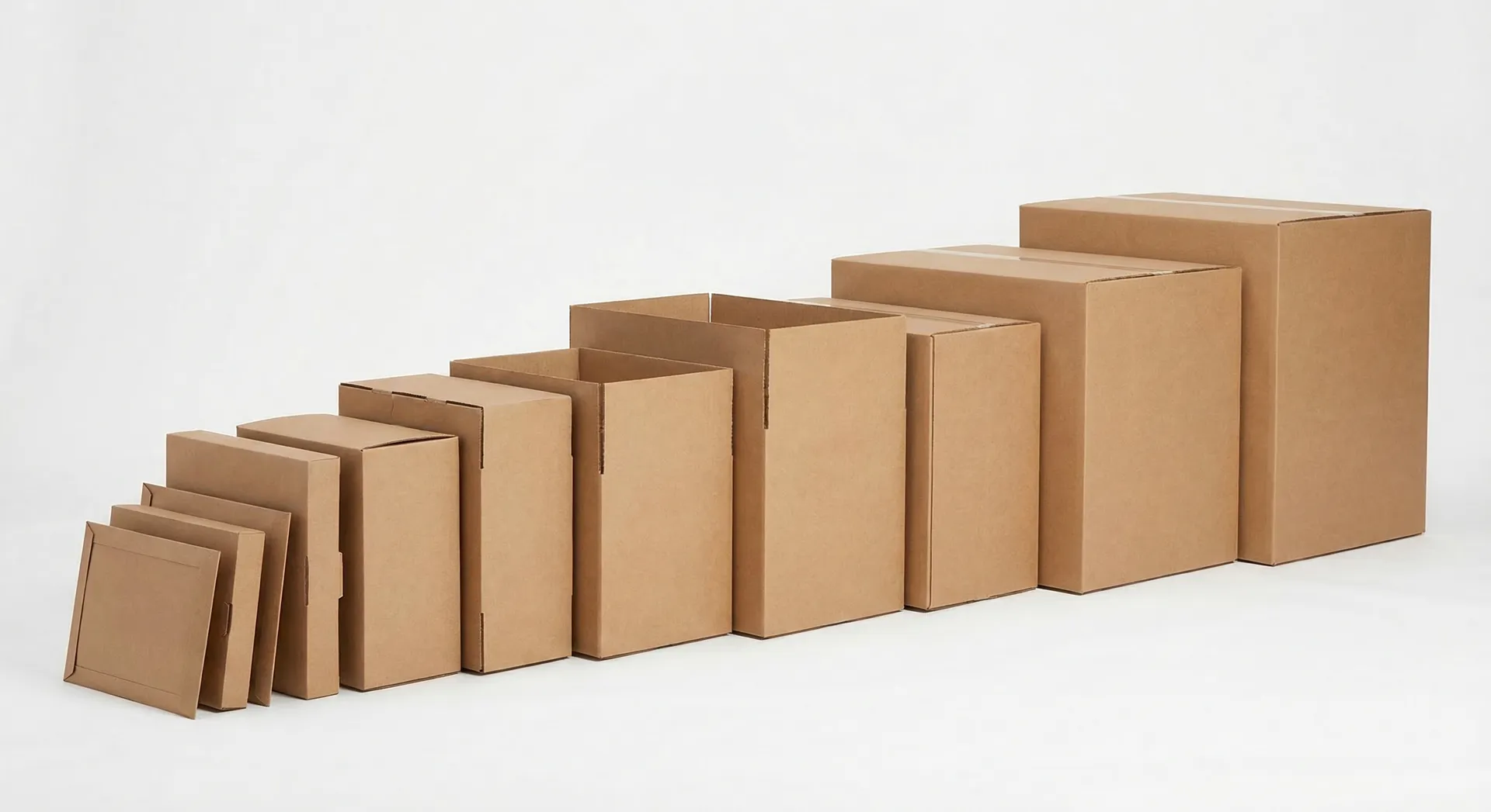 Range of kraft stock cartons from small to large sizes
